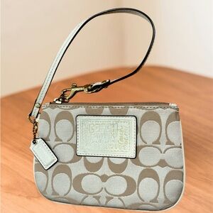 Coach Poppy Beige and Brown Wristlet